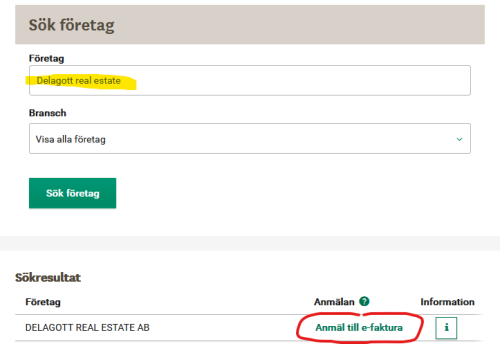 e-faktura hos banken